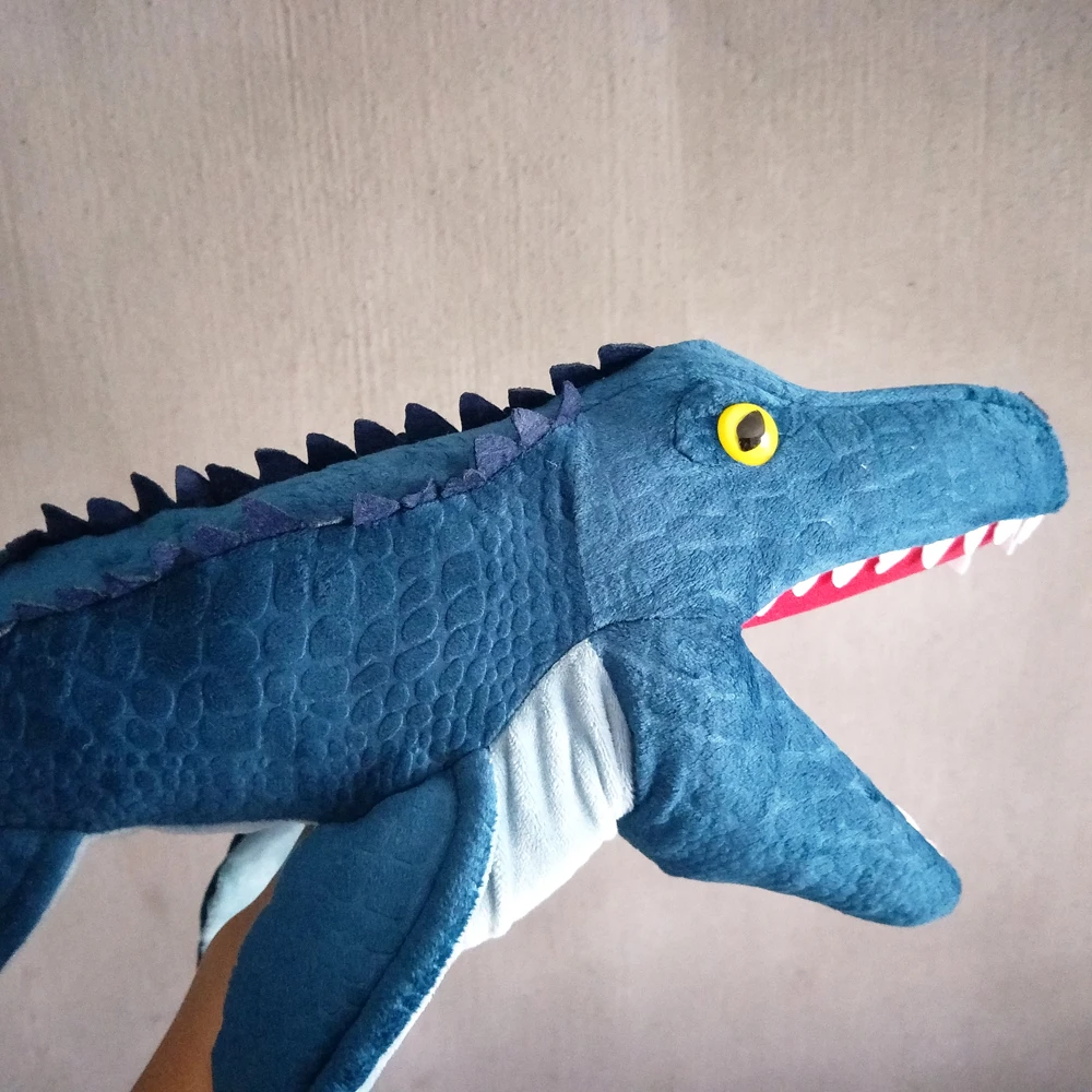 Wysokiej jakości pluszowa zabawka z kreskówki Mosasaur Dinozaur z otwartymi ustami