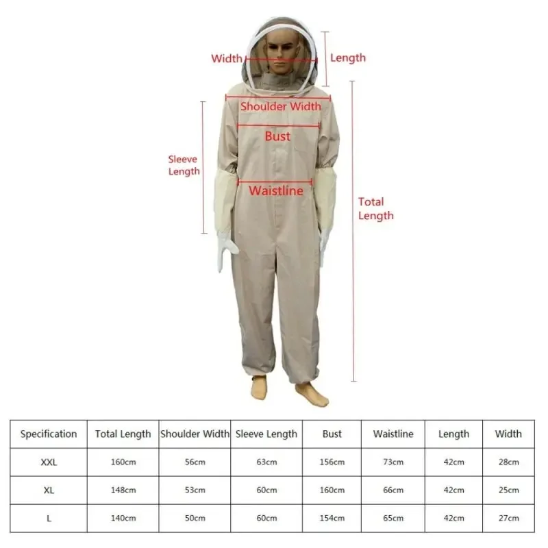 

Full Body Beekeeping Professional Ventilated Bee Keeping Suit with Leather Glove Beeproof Protective Clothing Farm Safety Outfit