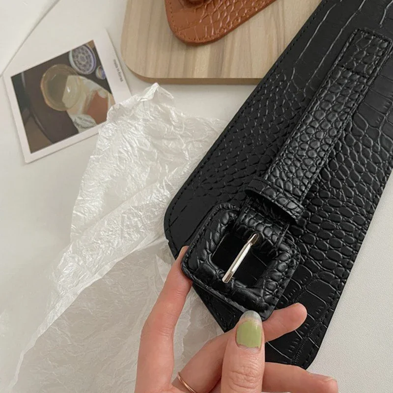 Nieuwe Mode Crocodile Patroon Pu Lederen Brede Riem Vrouwen Jas Jurk Korset Riem Luxe Designer Merk Wasit Riemen Voor Vrouwen