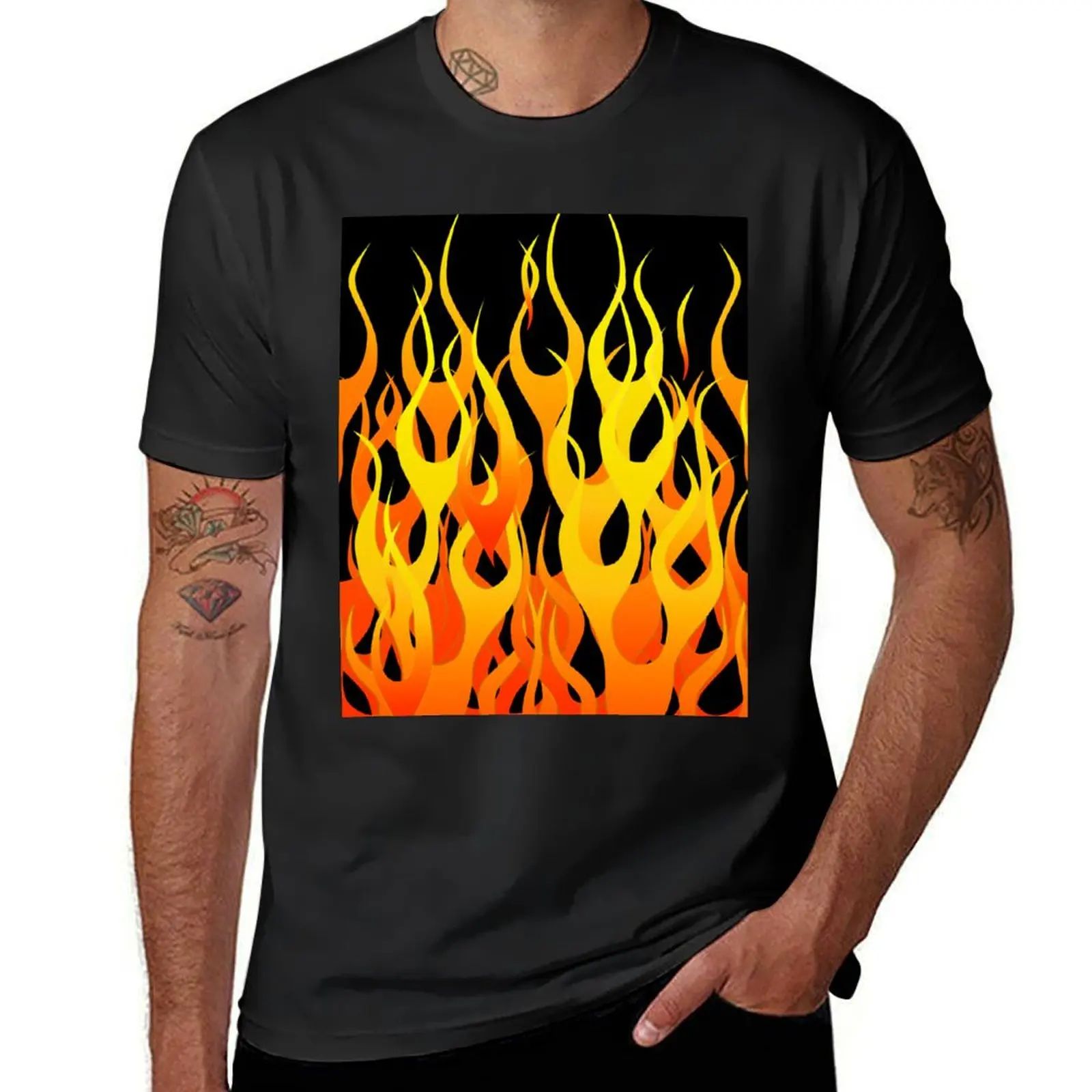 Racing Flames T-Shirt cute tops new edition mens clothing