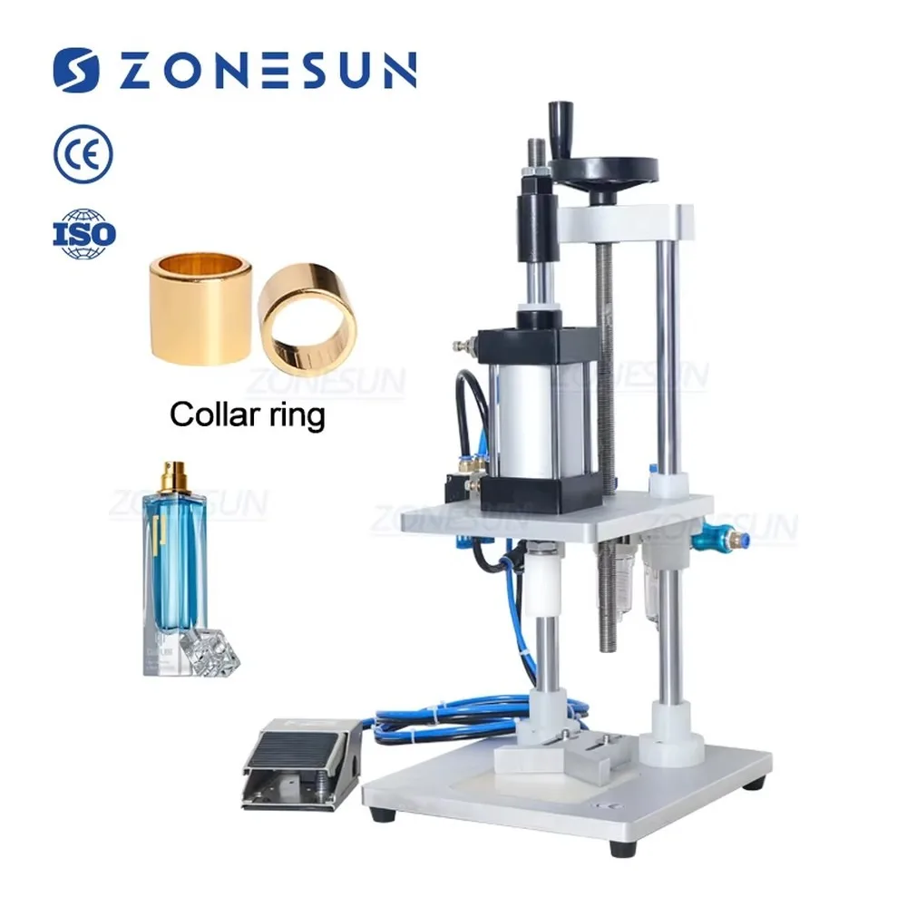 Desktop Pneumatic Perfume Bottle Capping Machine Glass Bottle Collar Crimping Pressing Tool for Small Bottle Efficient