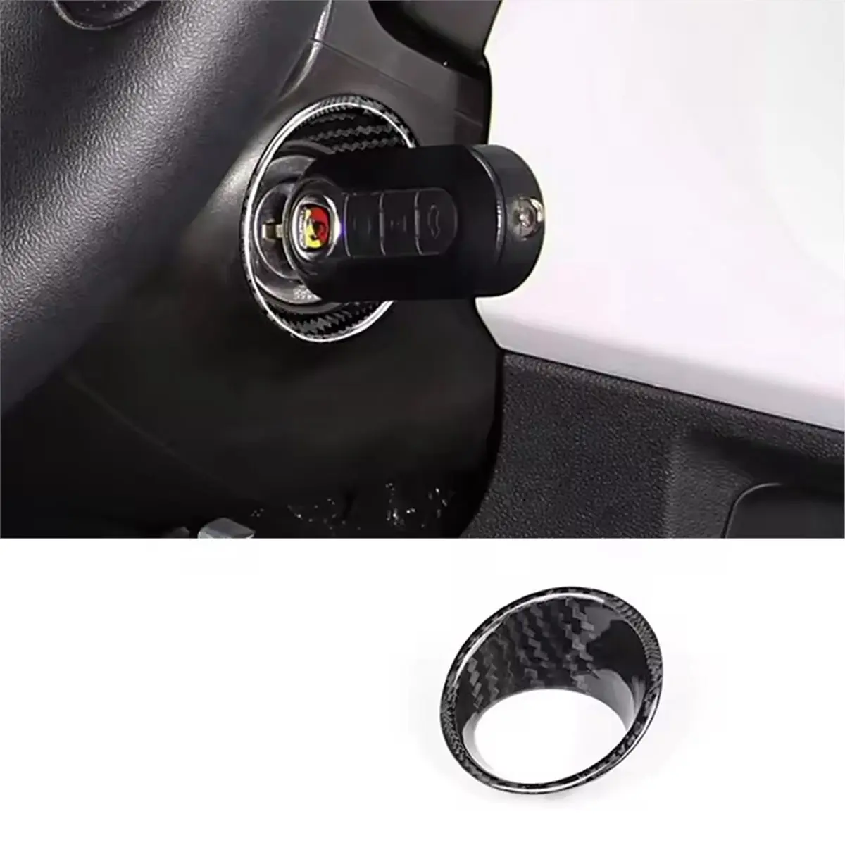 #29O (Carbon Fiber Pattern)Real Hard Carbon Fiber Car Ignition Key Frame Trim for Fiat,Automotive Parts & Accessories
