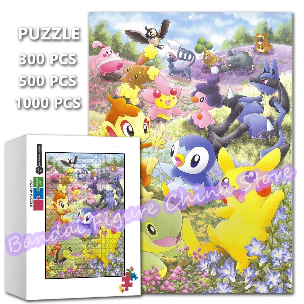 Pokemon Jigsaw Puzzle Pikachu Charizard Gyarados Squirtle Charmander Cartoon Print Puzzle Kids Educational Christmas Toys