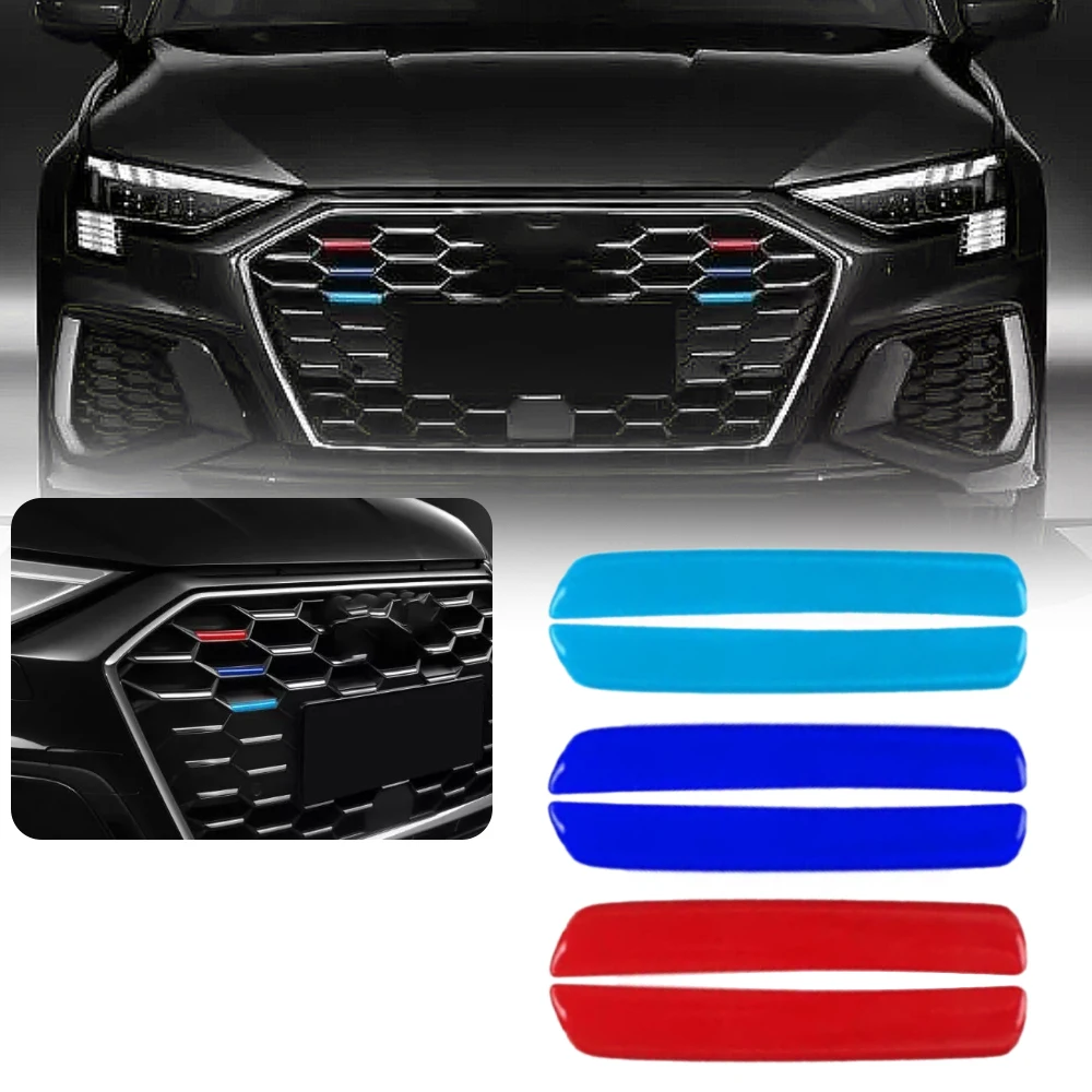 6pcs Front Grill Stripe Covers Stripes Decoration Stickers for Audi A3 8Y 2021 2022 2023 2024