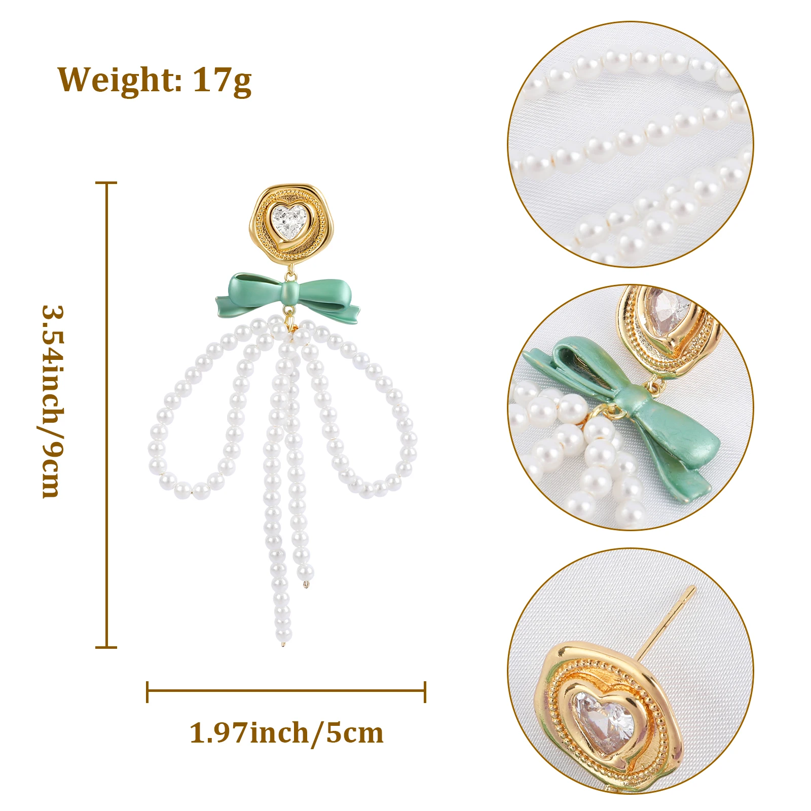 Chicgrowth Bow Tie Stud Earrings for Women Fashion Jewellery for Ladies Girls Trendy Jewelry Glass Pearls Luxury Earrings