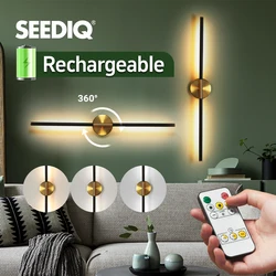Rechargeable LED Wall Lamp Remote Control 2 Snap-On Light Bars 4400mAh Dimmable Lighting for Bedroom Living Room Home Decor