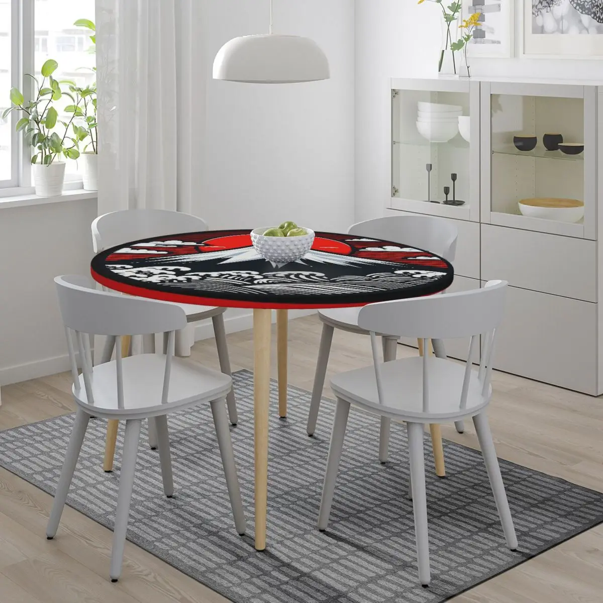 Mount Fuji And The Great Wave Off Kanagawa Waterproof Round Tablecloth Oilproof Table Cloth Kitchen Events Dining Table Cover
