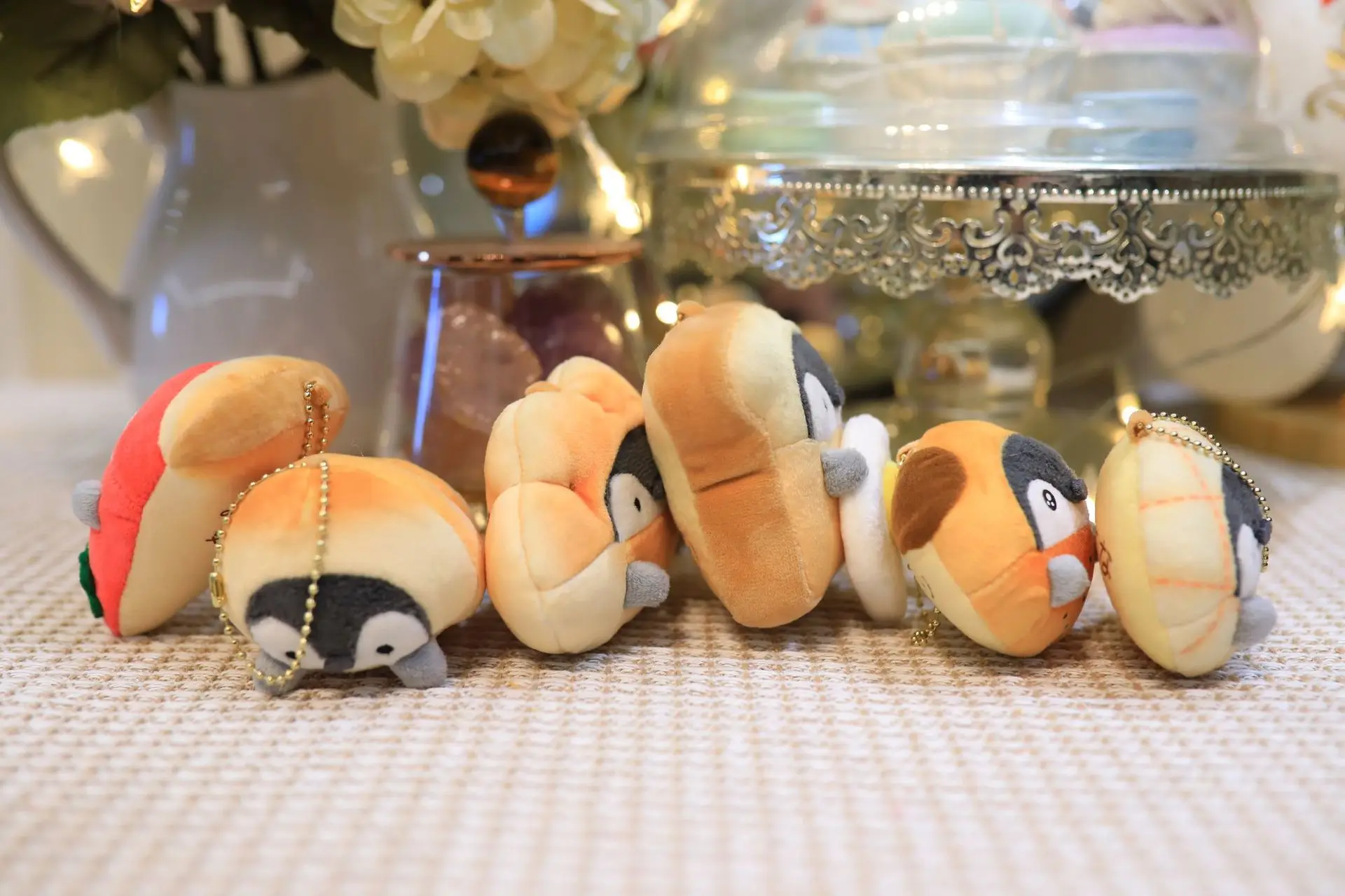 10cm 6pcs Set Kawaii Penguin Koupen Chan Food Series Toy Machine Cartoon Stuffed Animal Plush Doll Decoration Plushies Wholesale