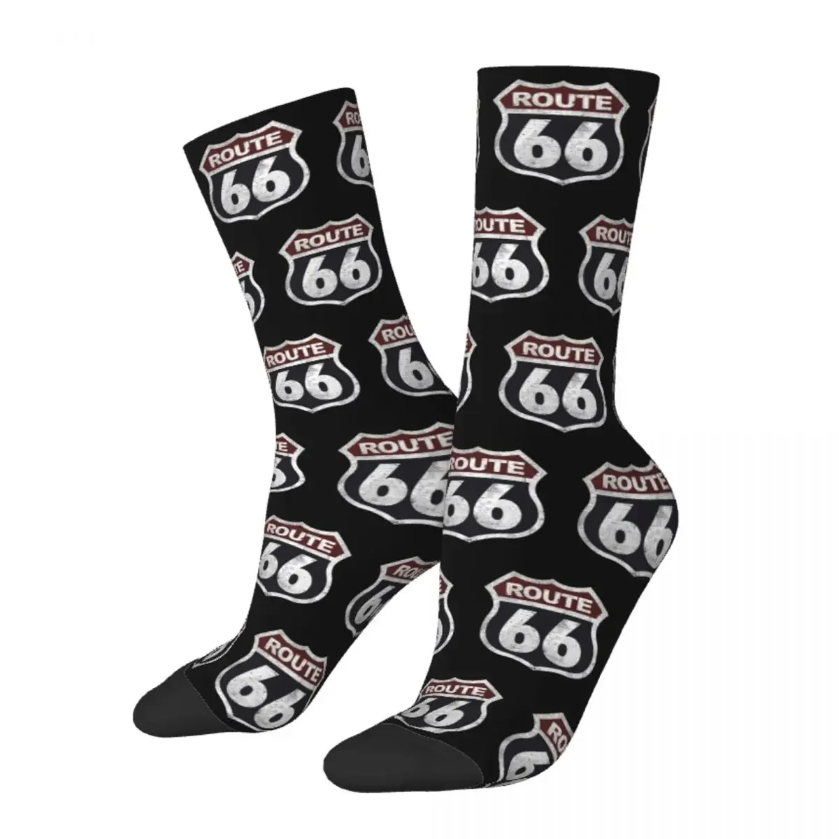 Funny Men Socks Harajuku Historic Route 66 Mother Road Vintage Sock 3D Printing Sport Women's Socks Spring Summer Autumn Winter