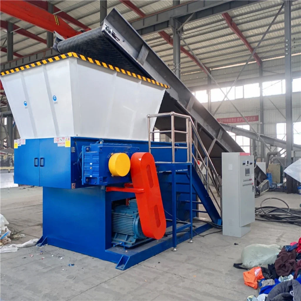 Multifunctional Hydraulic Industrial Cardboard Crinkle Paper Mobile Waste Single Shaft Shredder Machine