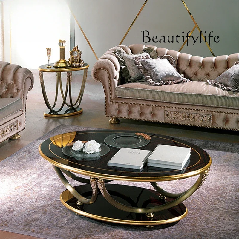 

Европейский элитный диван из массива дерева с резьбой и тканевой обивкой, журнальный столик, тумба под телевизор, роскошный диван для гостиной X