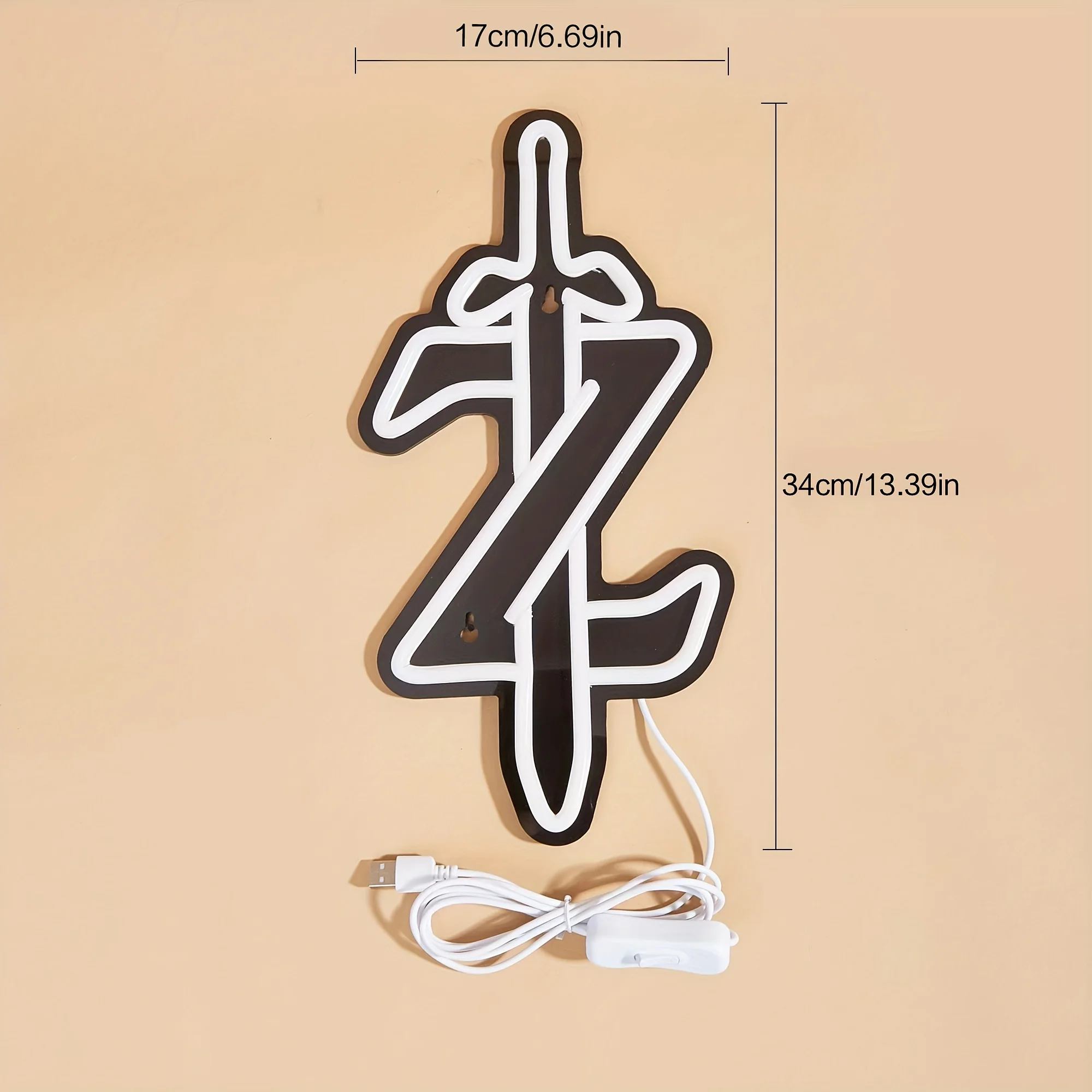 Versatile USB-Powered Sword Neon Light - Single Color LED Sign for Bedroom, Party, and Bar Decor view 3