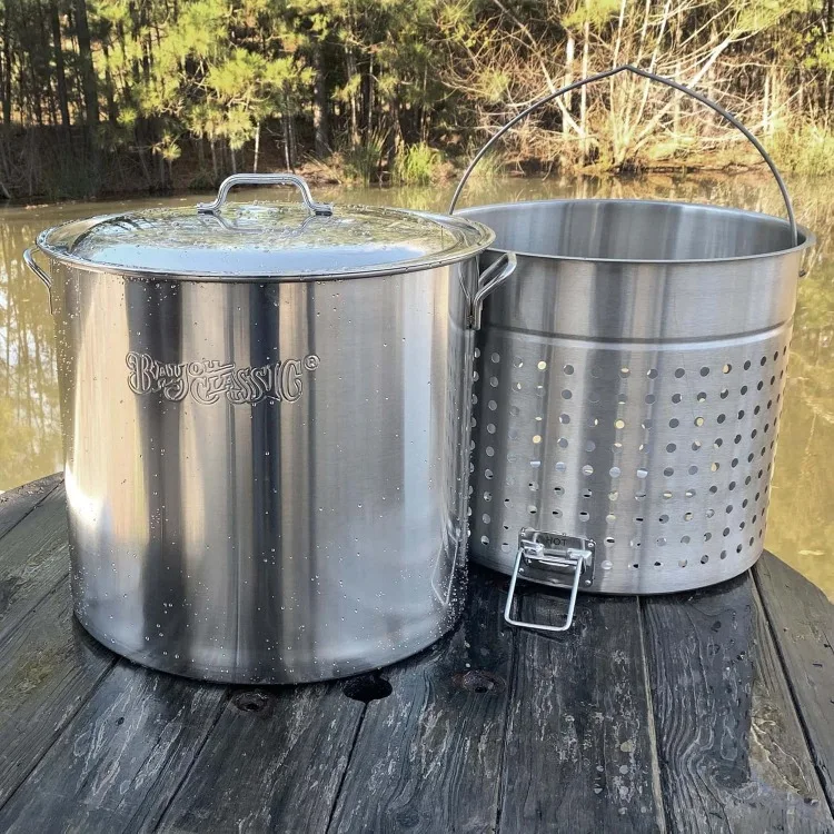 1182 82-qt Stainless Stockpot w/Stainless Perforated Basket Features Heavy Welded Loop Handles Domed Vented Lid Perfect