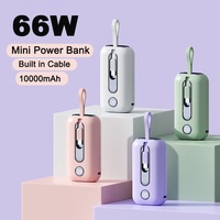 66W Mini Power Bank 10000mAh Built in Calbe Exteral Battery Pack for iphone 16 15 14 Xiaomi fast charging Powerbank Poverbank