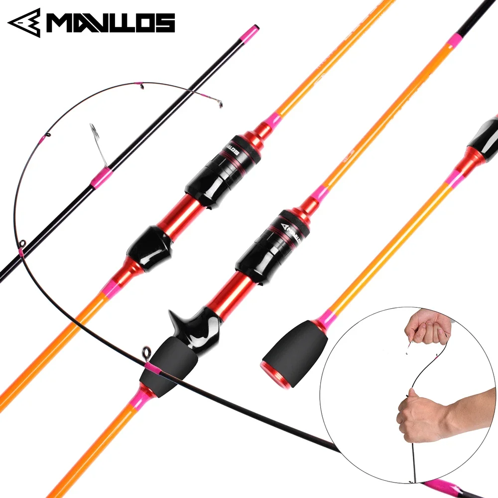 Mavllos FOCOSO Ultra Light Bass Fishing Rod with Solid UL Tip Fast Action 1.95m 0.8-6g Bass,Sardine Carp Spinning Casting Rod