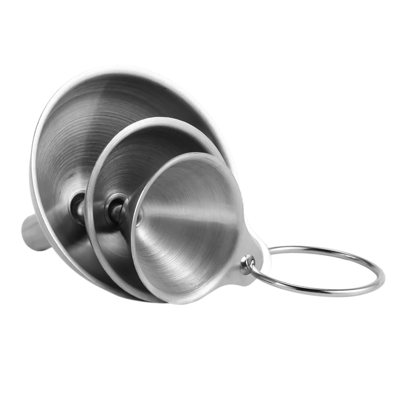 6Pcs Multifunctional Stainless Steel Funnel Essentail Oil Water Spices Wine Flask Filter Funnel For Home Kitchen