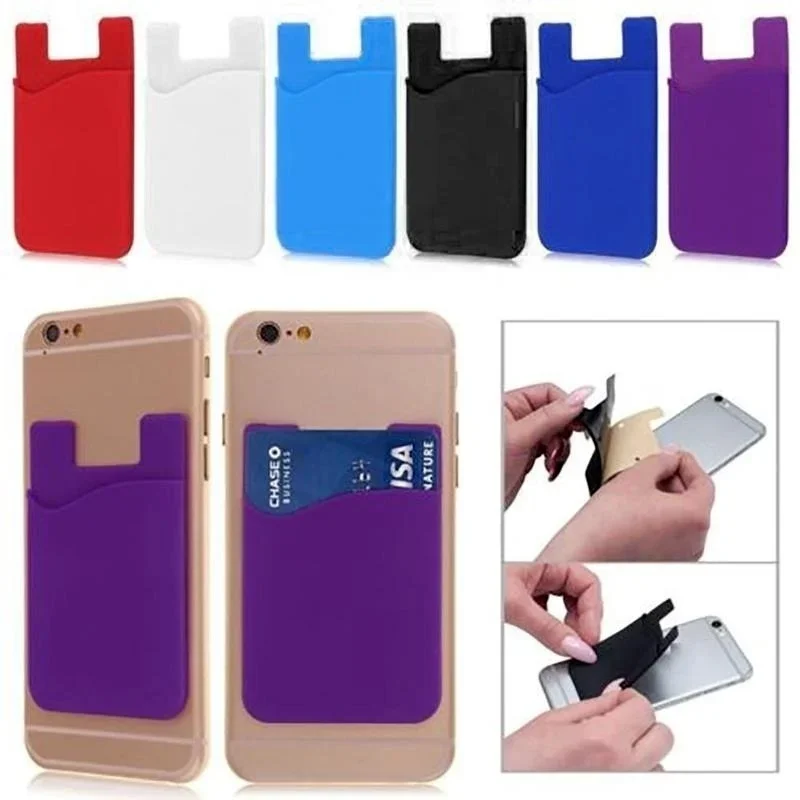 3 Pieces of Mobile Phone Card Sticker, Portable Mobile Phone Bag Stretch Glue Mobile Phone Wallet (random Color)