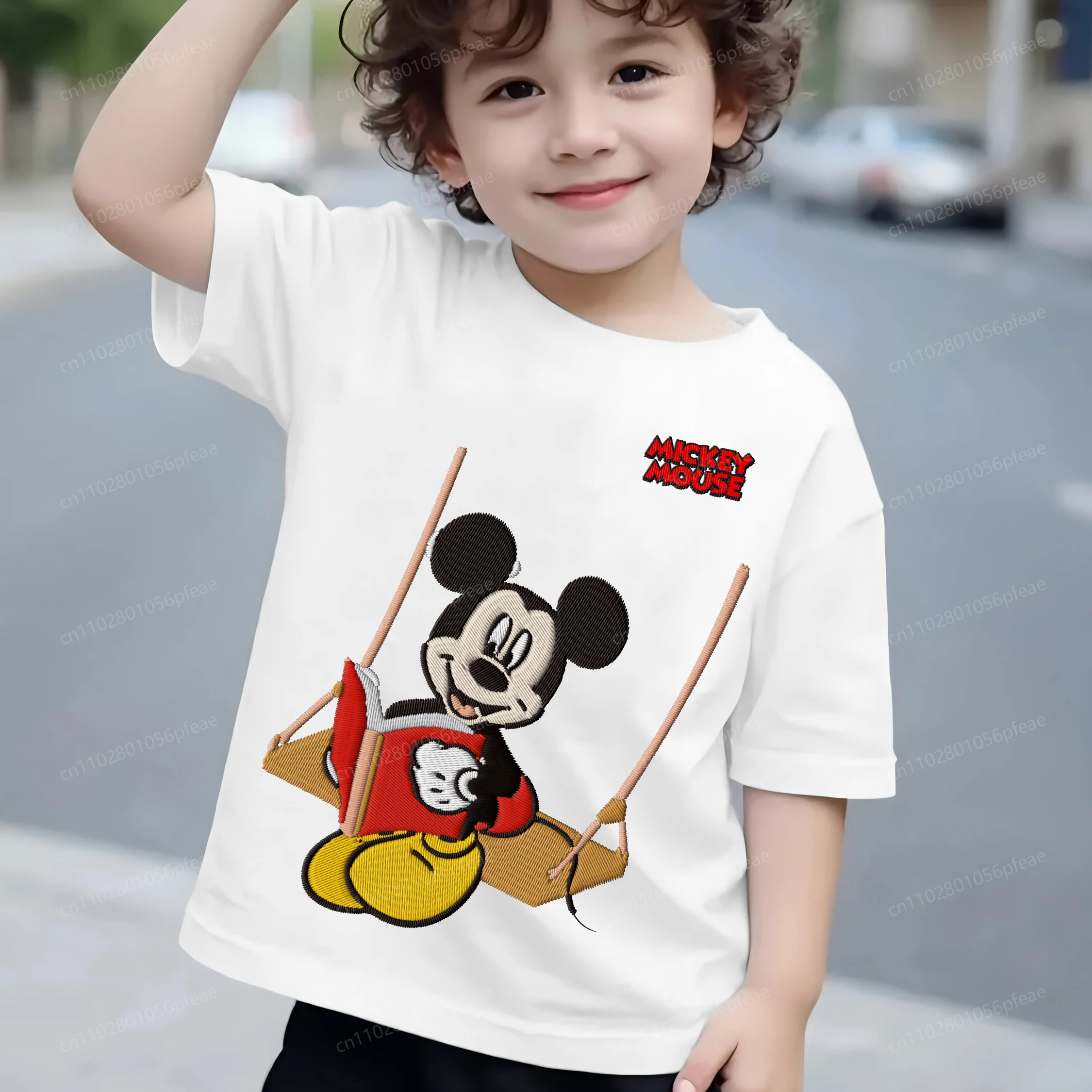 

Embroidery Mickey 3D Printing Children's Clothing Boys Texture T-shirts Mickey Boy Clothes Pure Cotton 2025 Kids Disney T-shirt