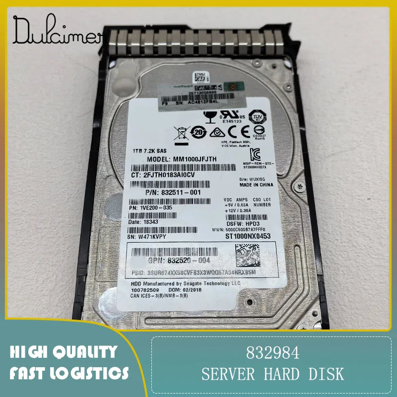 

Server hard drive 832984 ST1000NX0453 1TB 7.2K SAS Original Second-hand