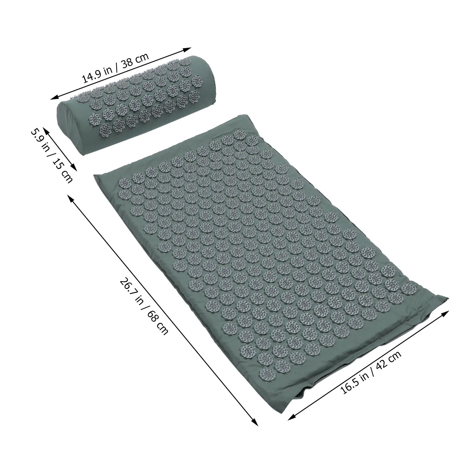 قطعتان من وسادة بساط التدليك أداة تخفيف نقاط الوخز قابلة للغسل وقابلة للطي لاستعادة عضلات الجسم بالكامل باللون الرمادي #6