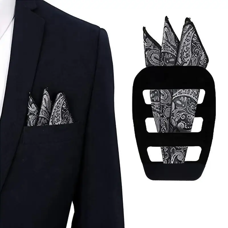 8Pcs Fashion Pocket Square Holder Handkerchief Keeper Organizer Man Prefolded Handkerchiefs