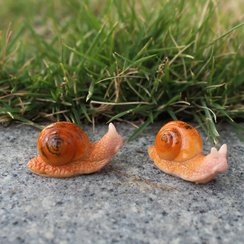 10Pcs Cute Mini Resin Snail Ornament Miniature Figurine Fairy Animal Home Garden Decoration Micro Landscape Terrarium Craft Gift