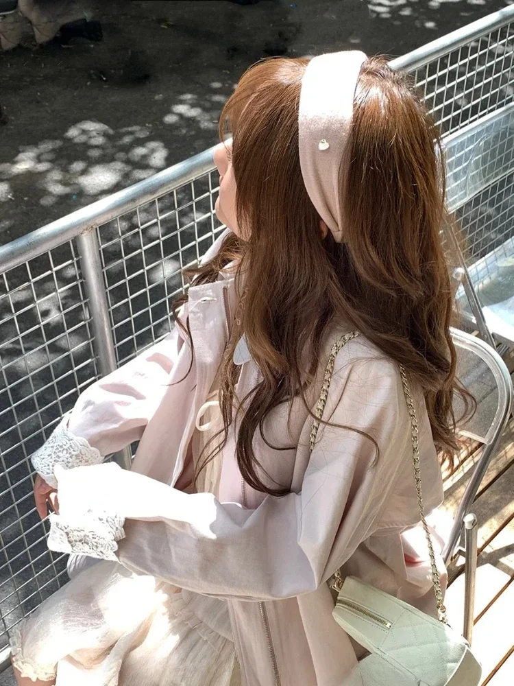 

French Trendy Gentle Pink Loose Coat Jacket Women Sweet Design Lace Y2k Jacket Tops Elegant Chic Korean Popular Clothes Autumn