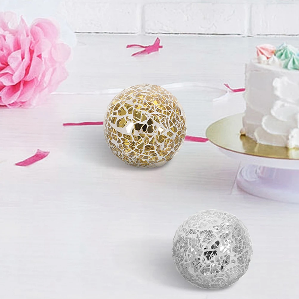 

2pcs Glass Sphere Decorative Balls Wedding Anniversary Birthday Home Decor Centerpiece Tabletop Ornament Desktop Sphere