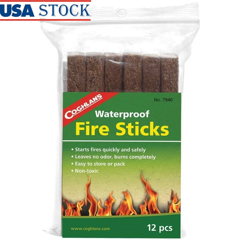 

Fire Starter Sticks Waterproof Odorless Easy Storage 12 Pack Quick Campfire Barbecue Fireplace Ignition Supplies