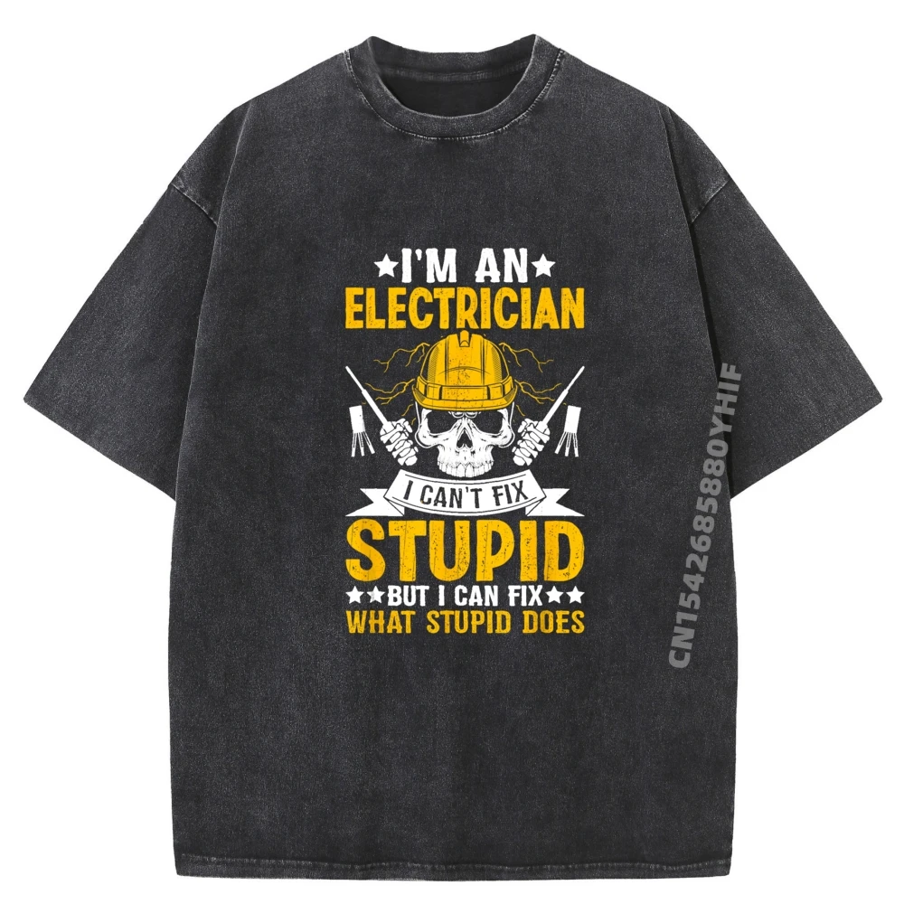 

Funny Electrician Powerline Electricians Wholesale Tshirts 100 Pcs Mens Designer Clothes Retro Washed Tops & Tees Vintage