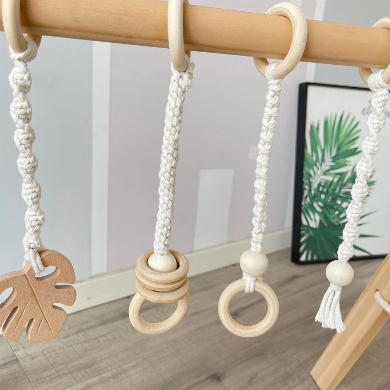 4Pcs Wooden Baby Gym Pendant Toy Activity Playing Gym Hanging Toy for Babies