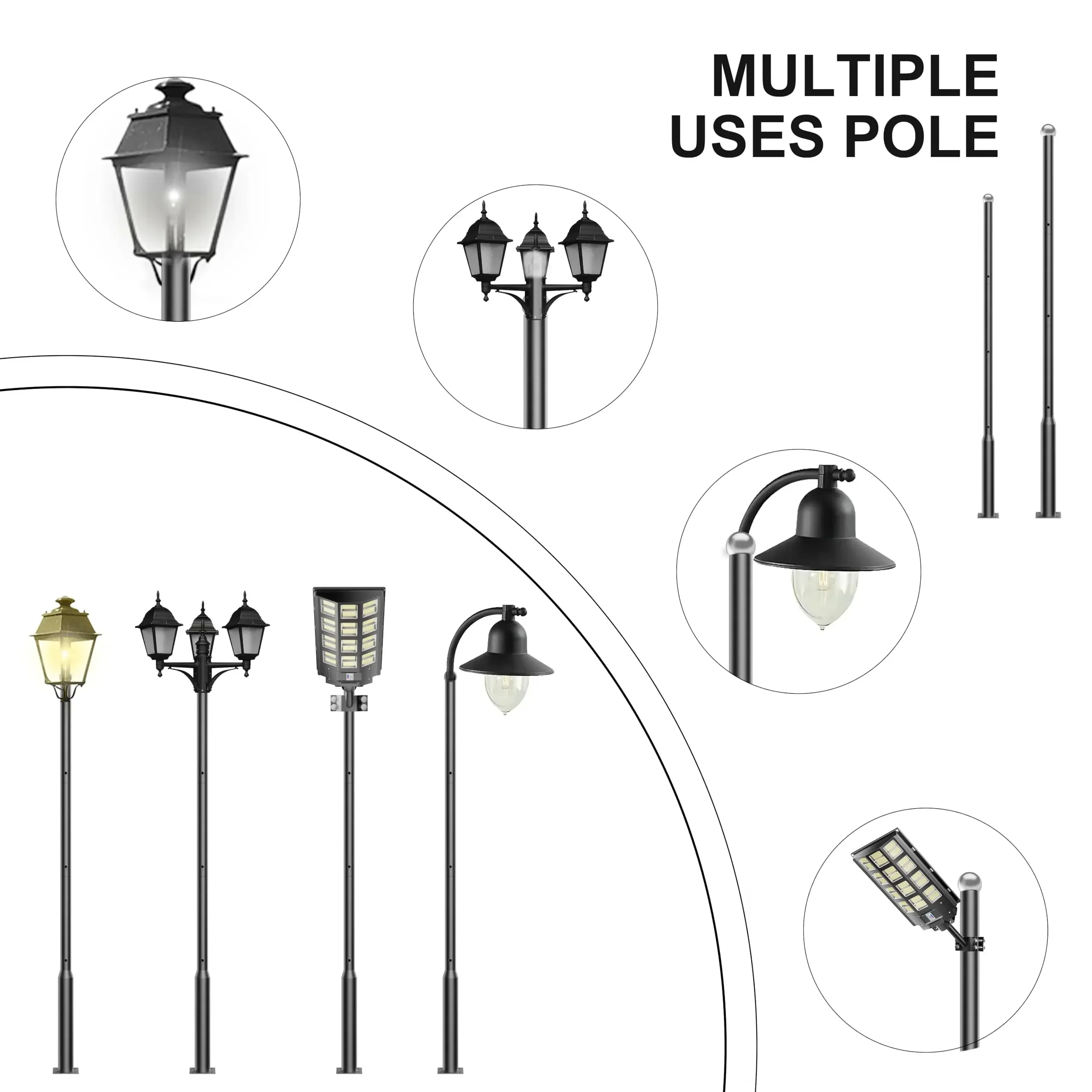 Jadisi 19Ft Tall Street Light Pole,  Lamp Post for Outdoor Lights, Solar .