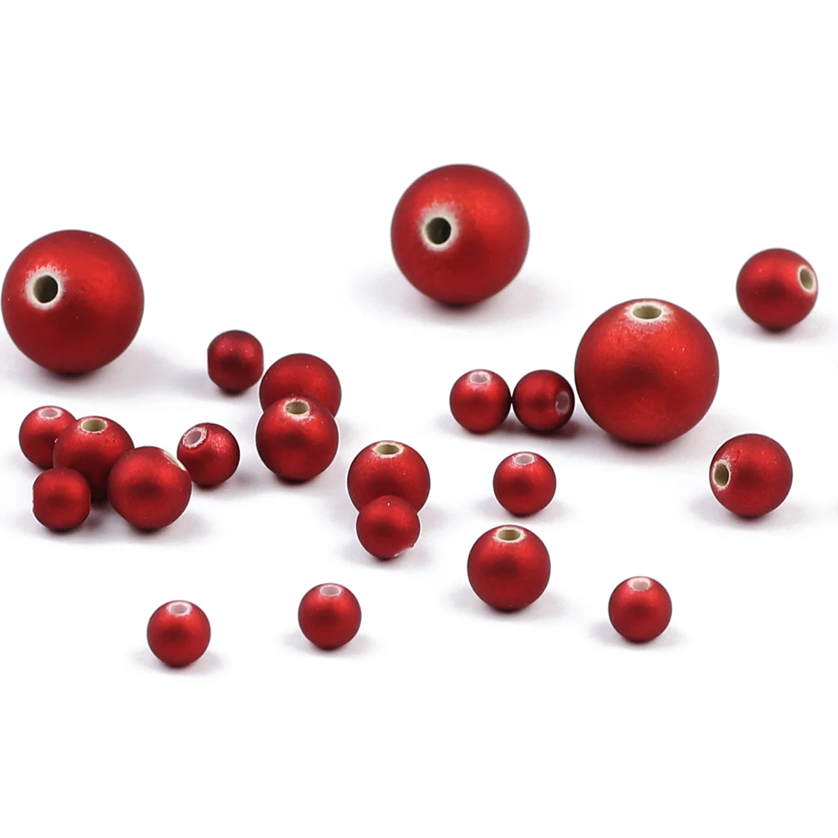 Matte Red Acrylic Beads 6/8/10/14mm Round Rubber Loose Beads For Diy Bracelets Necklaces Earrings Jewelry Making Craft Supplies