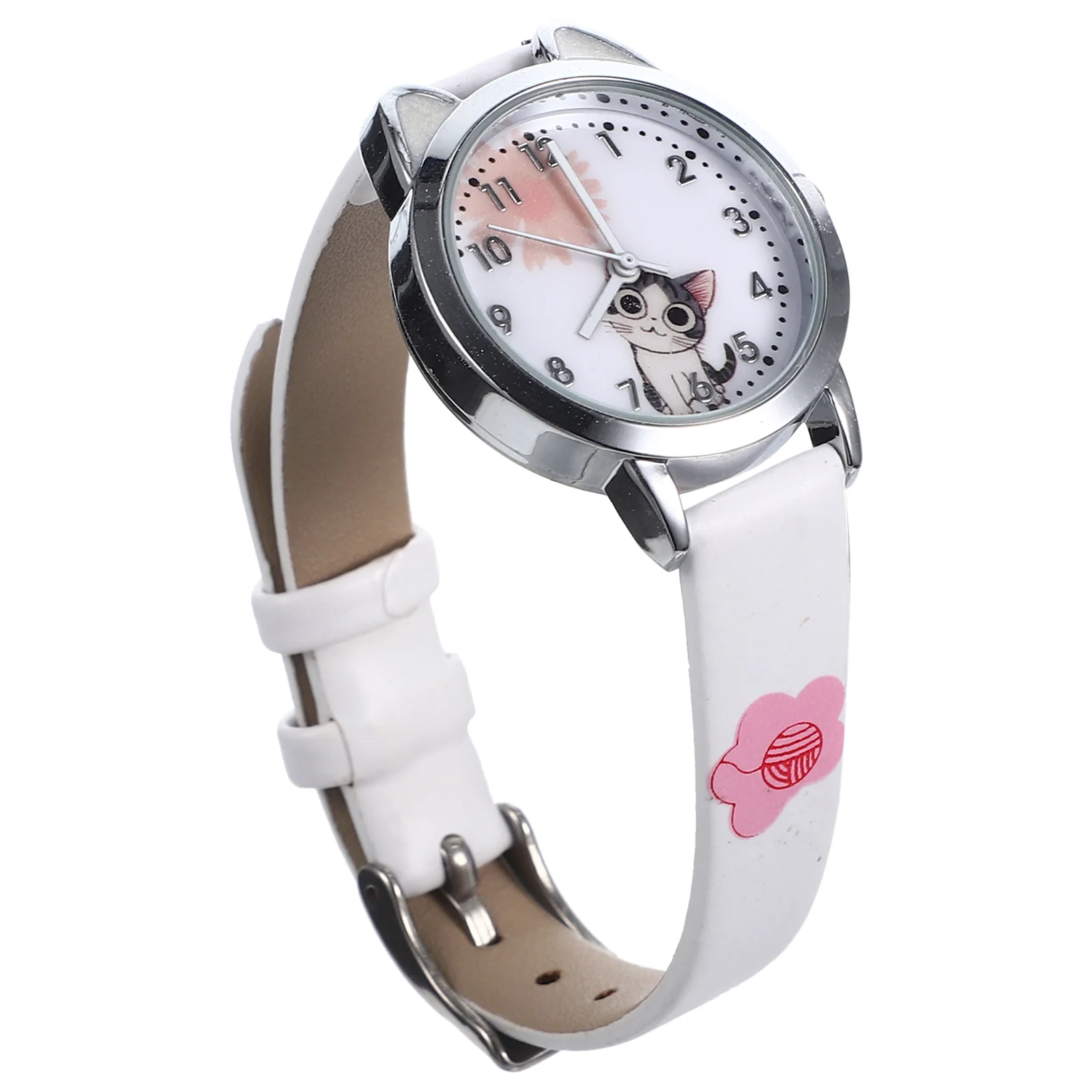 Cartoon horloge kinderhorloges Kitten Design quartz roestvrij staal modeband polshorloge