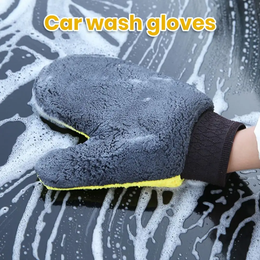 

1Pc Car Wash Mitt with Thumb Coral Fleece Double-sided Scratch Free Absorbent Auto Cleaning Glove Detailing Beauty Supplies