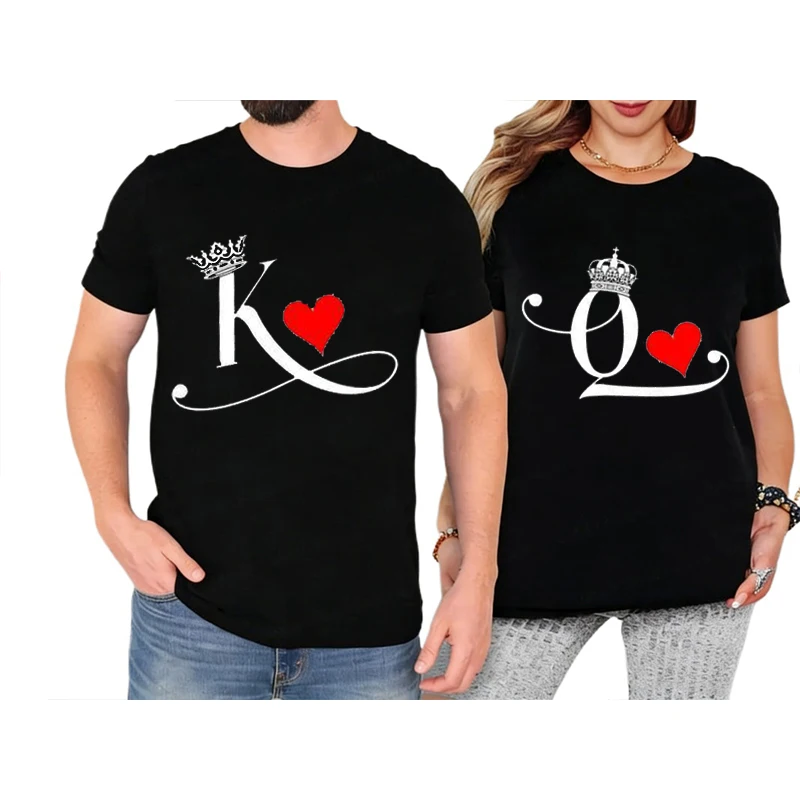 King And Queen Couple T-Shirt Couple Matching Sets Her King Her Queen Matching Outfits Shirt Couples Clothing Lovers Of T-shirts