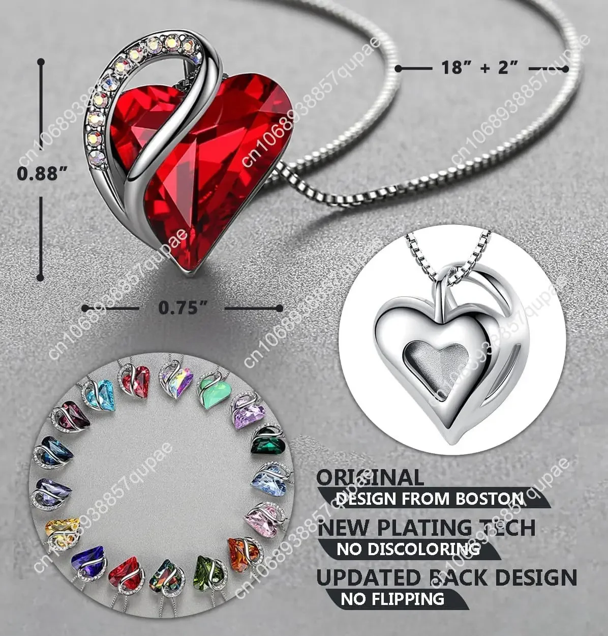 Ожерелья Leafael для женщин, подвеска в форме сердца «Бесконечность любви» с кристаллами камня, ювелирные подарки для жены, посеребренное 18 + 2