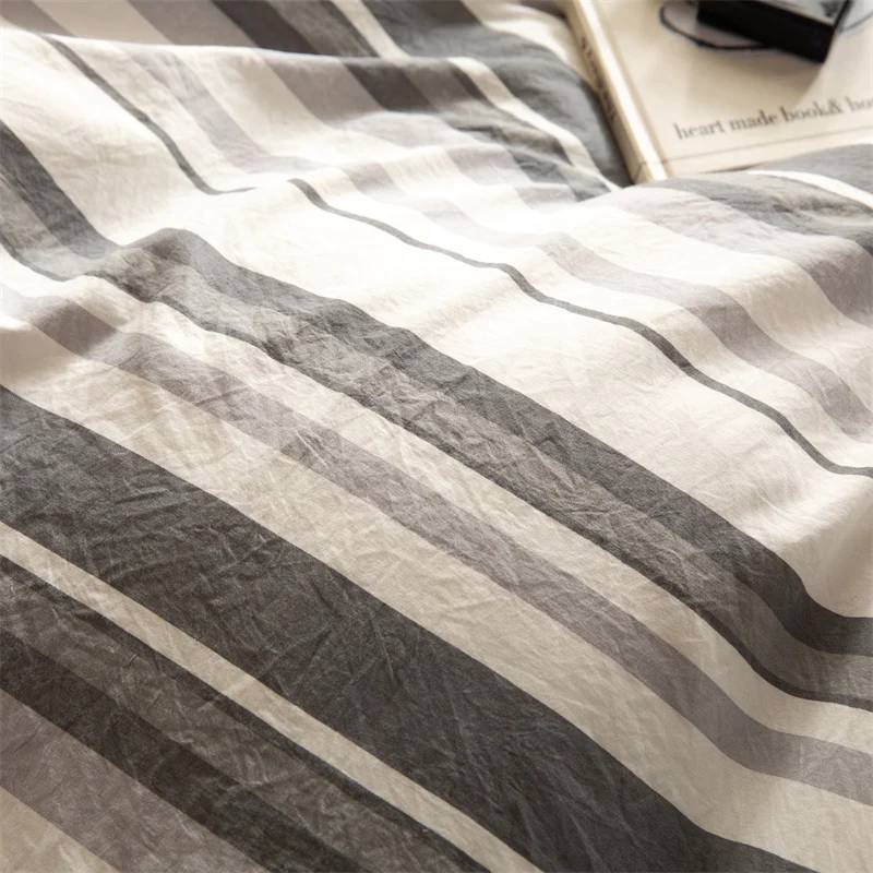 New Single Quilt Cover Washed Cotton Striped Duvet Cover Skin Friendly Breathable Bedding for Double Use 220x240 200x230 180x220