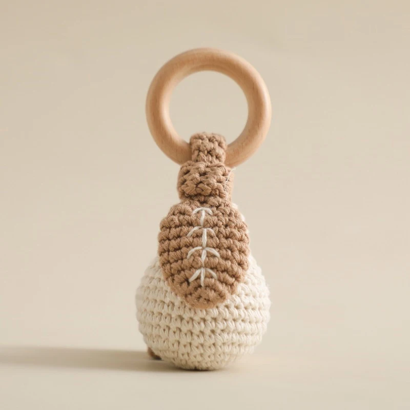 For Lemon Rattle Bite Strength Exercise Comfort Toy Children's Crochet Fruit Rattle Music Toy Teether Newborn Toy Rattle Gift