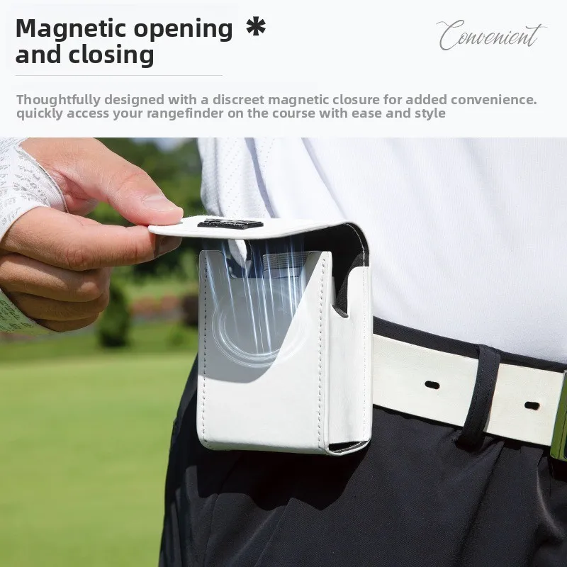 PGM Magnetic Golf Waist Pouch Rangefinder Case Clip On PU Leather Lightweight Hip Belt Bag Quick Access Golf Accessory Men Women - view 5
