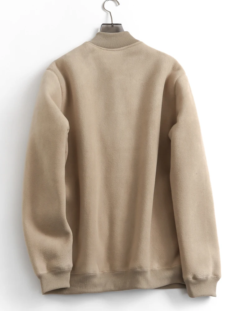 Retro Fleece Lined Thickened Men's Sweatshirt Dad Cardigan Jacket Autumn Winter New Arrival Casual Comfortable Polyester Jacket