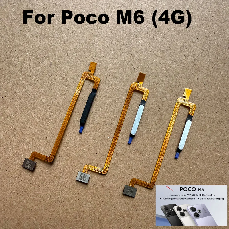 

Сменный датчик отпечатков пальцев для Xiaomi Poco M6 4G, кнопки «Домой», распознавание, гибкий кабель, запасные части для смартфона