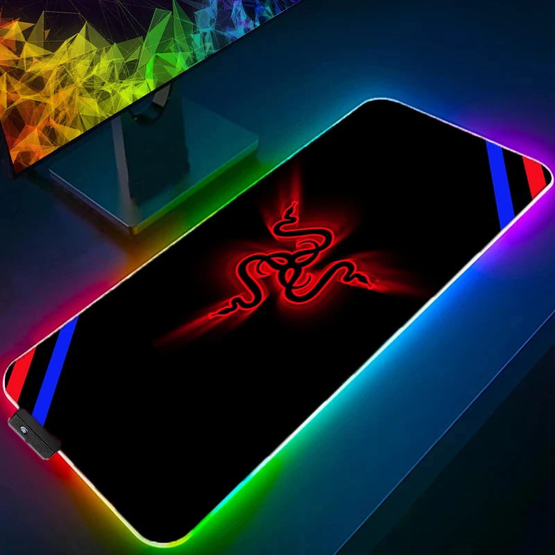 Razer-alfombrilla de ratón LED RGB, accesorios para PC, alfombrillas grandes para juegos, alfombrilla extendida de goma HD, alfombrilla de escritorio antideslizante, alfombrilla para teclado de ordenador portátil