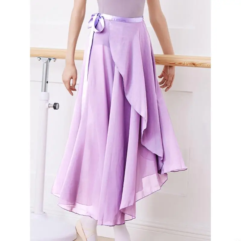 Dance Skirt with Adjustable Waist Tie Gymnastic Ballet Long Scarf Wrap Skirt N7YF