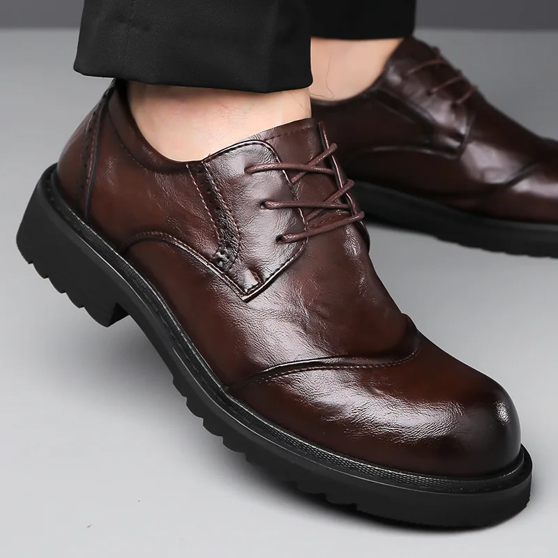 Brand Mens Formal Shoes Genuine Leather Coiffeur Brown Dress Designer Shoes Men Office Elegant Shoes Men Classic Sapato Oxford