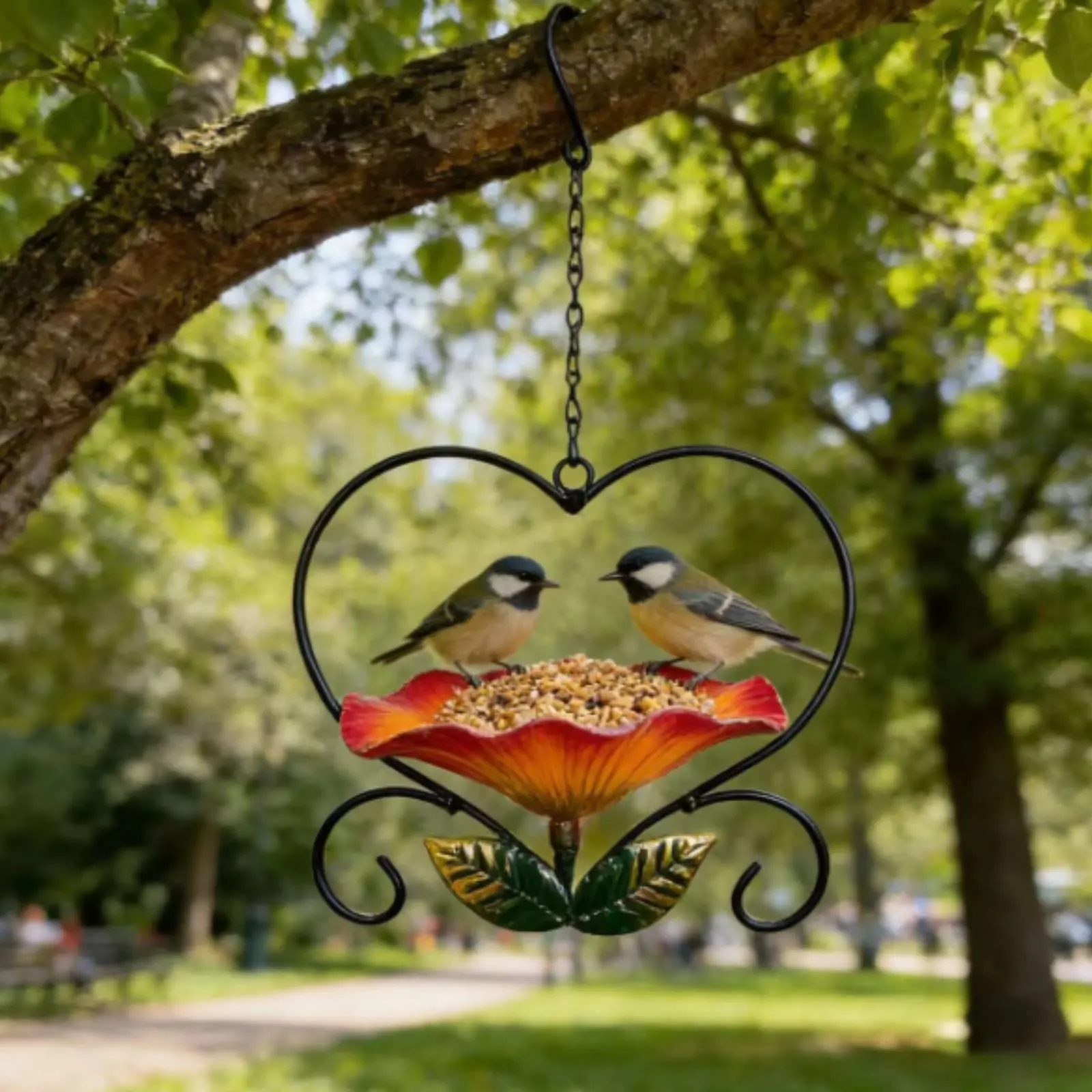 Heart Shaped Avian Feeder Weather Resistant Hanging Flower Avian Feeder Garden Decor for Gardeners, Backyard, Outdoor