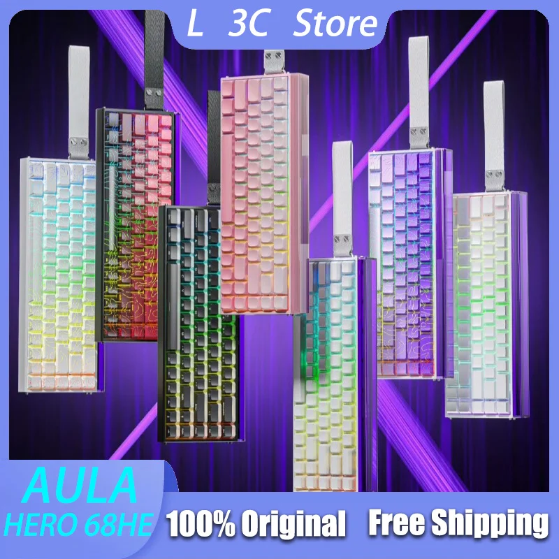 AULA HERO-Clavier de jeu mécanique filaire, commutateur magnétique, retour 8K, échange à chaud, faible bruit, 0.01mm RT, E-sports, personnalisé, 68HE