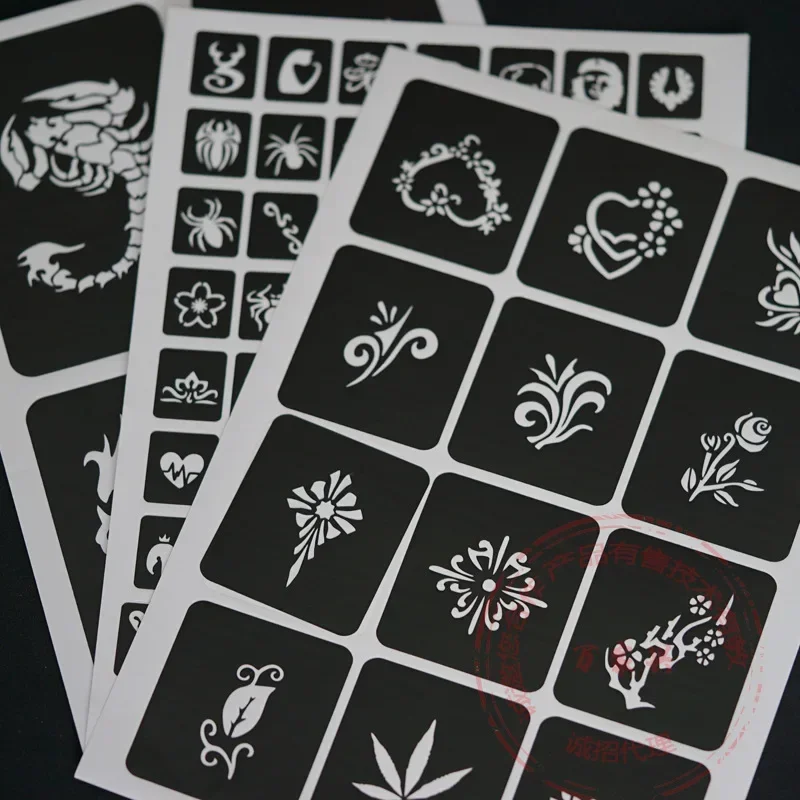 635 Pcs Tattoo Stencil for Painting Drawing Pictures Hollow Small Temporary Tattoo Templates Color Drawing Book Brochure supply