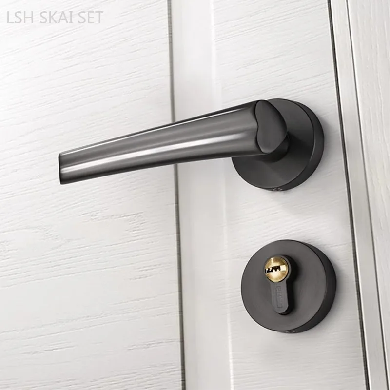 Light Luxury Zinc Alloy Door Lock Mute Bedroom Door Locks Double Sided Handle Magnetic Security Door Lock Household Hardware