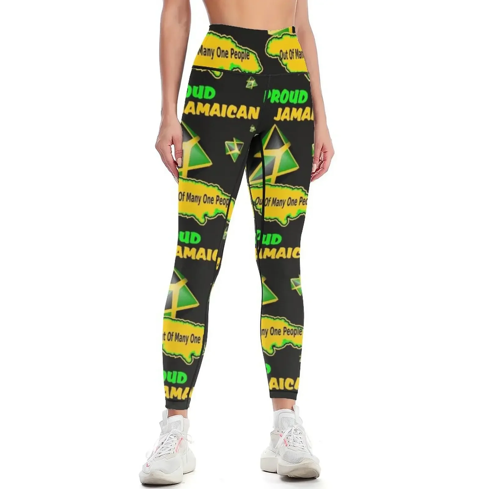 Jamaican Motto, Map and Flag Leggings gym clothing trousers push up tights for sporty woman gym Womens Leggings